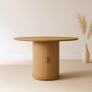 Brown Ash Wood Storage Dining Table