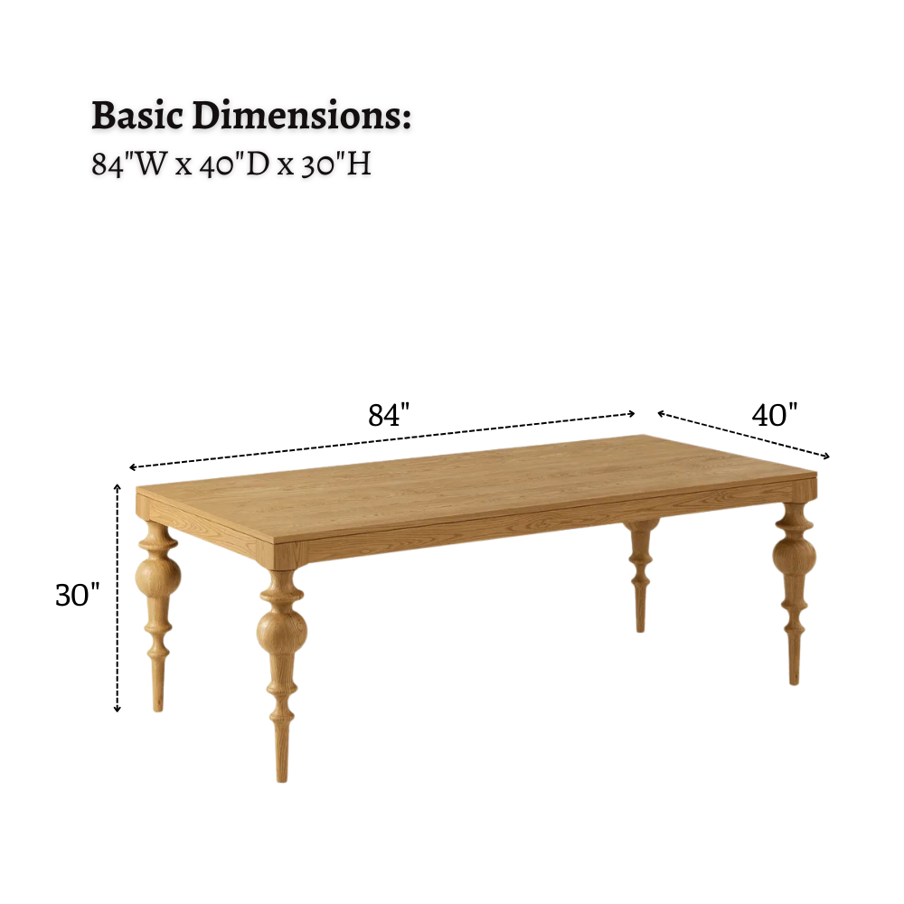 dimension of the dining table WDT011